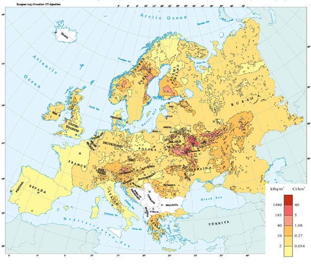 Map Of Europe Chernobyl