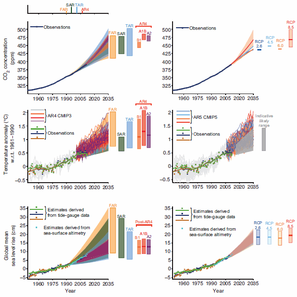 Observed globally and annually averaged