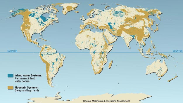 Inland water and Mountain systems systems Map