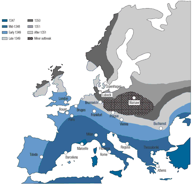 Spread of bubonic plague in Europe