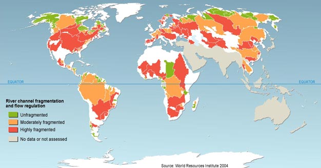 Map of Fragmentation of river flow