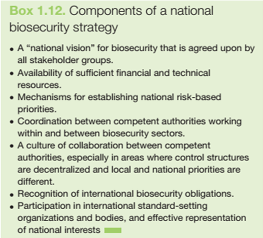 Component of a national biosecurity strategy