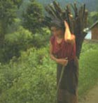 Woman carrying wood