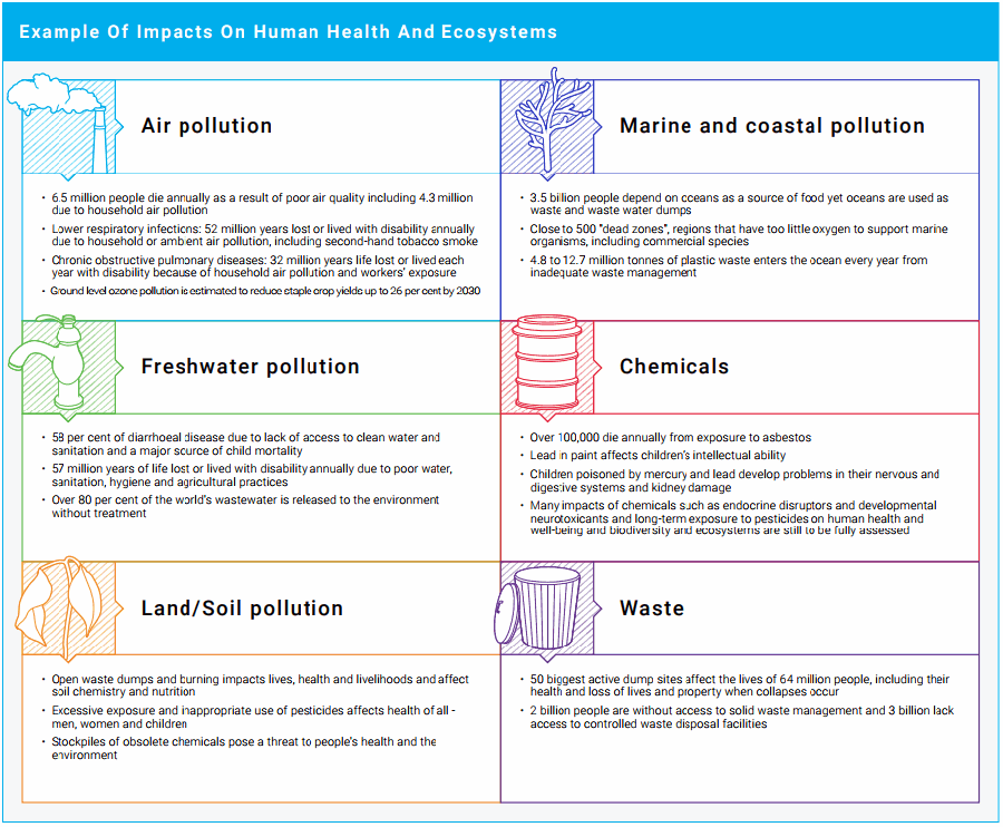 Figure 1: Examples of impacts on human health and ecosystems