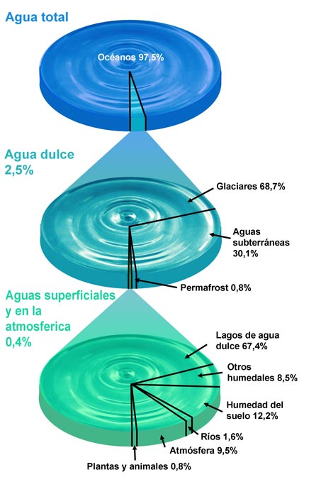 Distribución del agua en la Tierra
