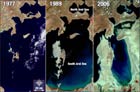 Evolutie van het Aralmeer tussen 1977 en 2006